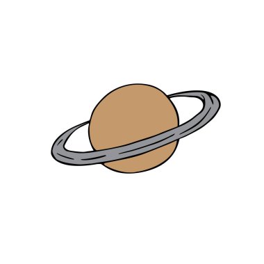 Vektör el çizimi çizimi. Beyaz arkaplanda izole Satürn gezegeni.