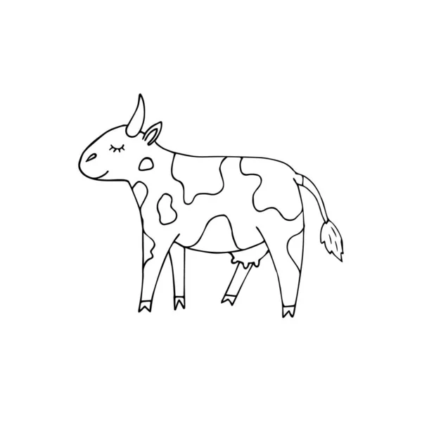 Vector handgezeichnete Doodle-Skizze Kuh — Stockvektor