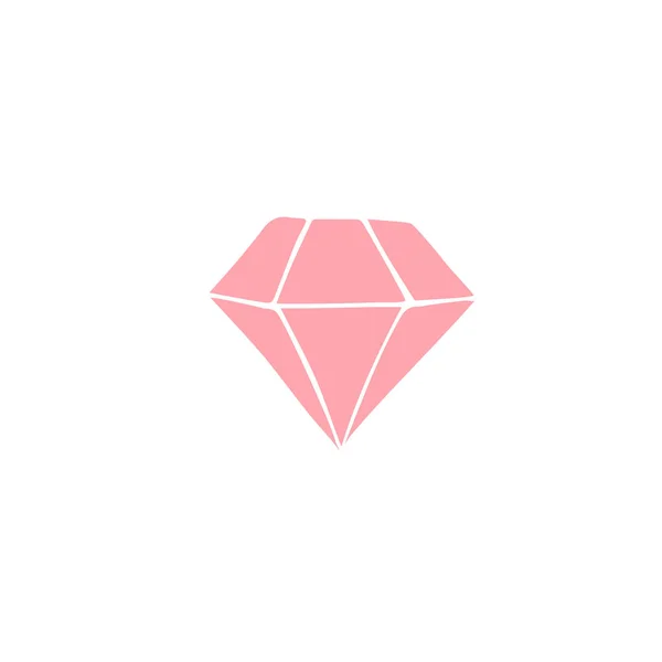 Vector Roze Hand Getekend Doodle Schets Diamant Geïsoleerd Witte Achtergrond — Stockvector