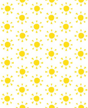 Sarı elin vektörsüz deseni çizilmiş eskiz güneşi beyaz arkaplanda izole edilmiş.