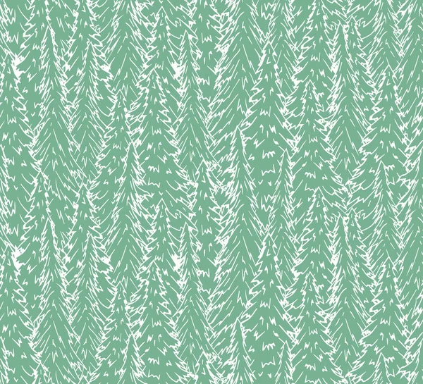 Векторний Безшовний Візерунок Ручної Мальованої Каракулі Ескіз Ялинкового Лісу Ізольовано — стоковий вектор
