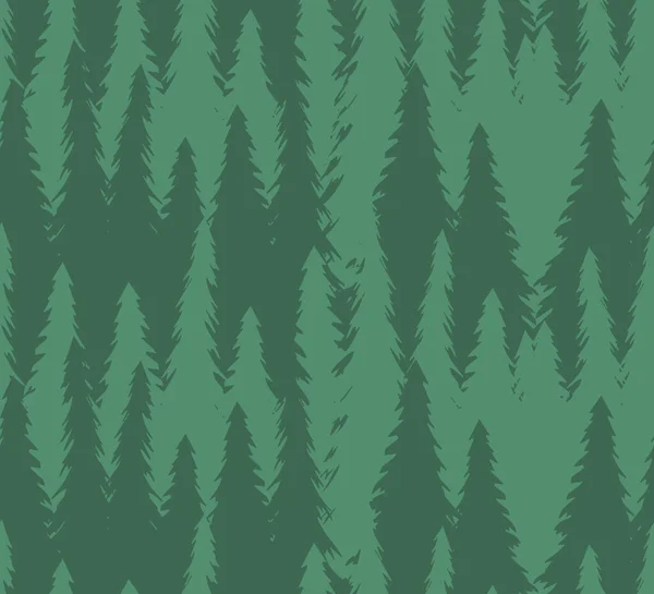 Modèle Sans Couture Vectoriel Croquis Dessiné Main Couleur Verte Forêt — Image vectorielle
