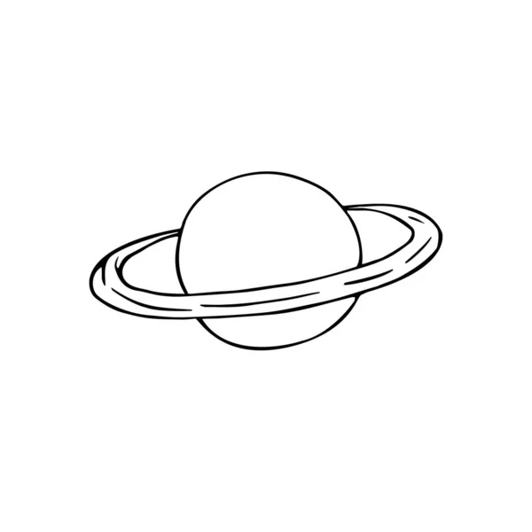 Vector Hand Drawn Doodle Sketch Saturn Planet Isolated White Background — Stock Vector