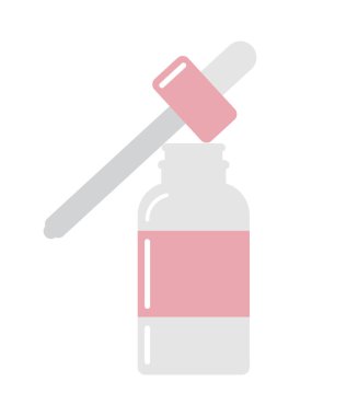 Vektör düz çizgi film pembe açık yağ özü şişesi beyaz arka planda izole