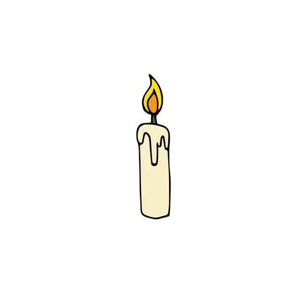 矢量手绘涂鸦草图彩色蜡烛隔离在白色背景下 — 图库矢量图片