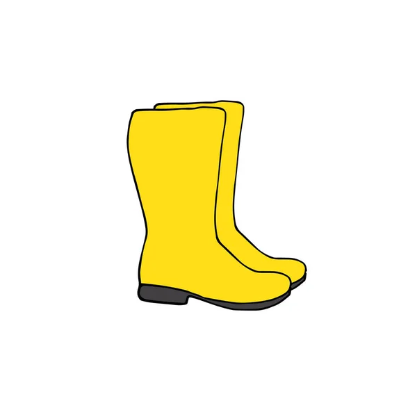 Vector Hand Getekend Doodle Schets Gele Gumboots Geïsoleerd Witte Achtergrond — Stockvector