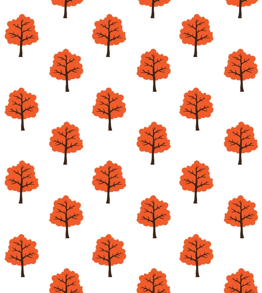 Vector Seamless Pattern Hand Drawn Doodle Sketch Autumn Tree Isolated — Stock Vector