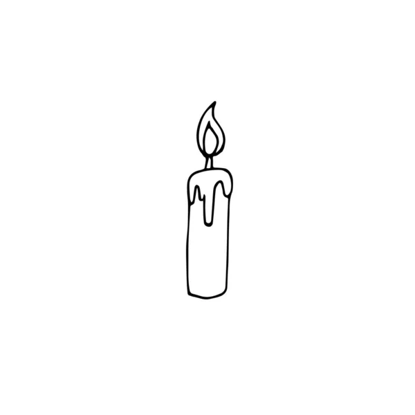 Vektorová ručně kreslená čmáranice svíčky — Stockový vektor