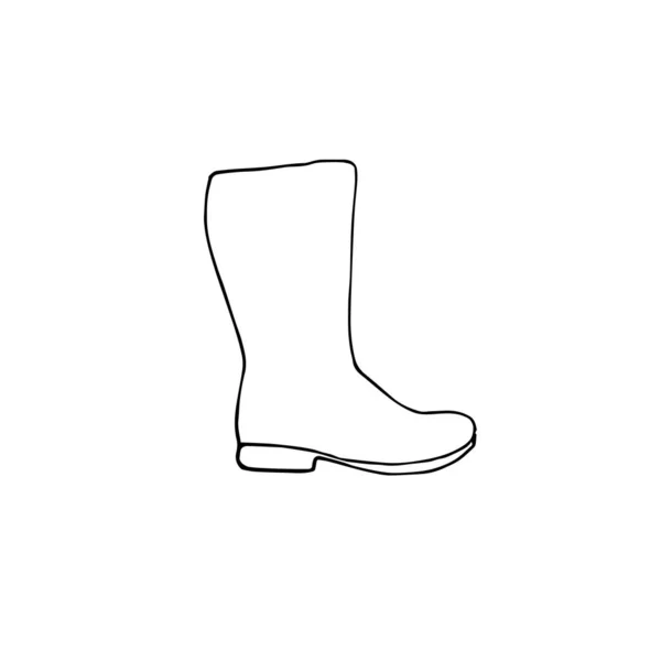 在白色背景下孤立的矢量手绘涂鸦草图胶靴 — 图库矢量图片