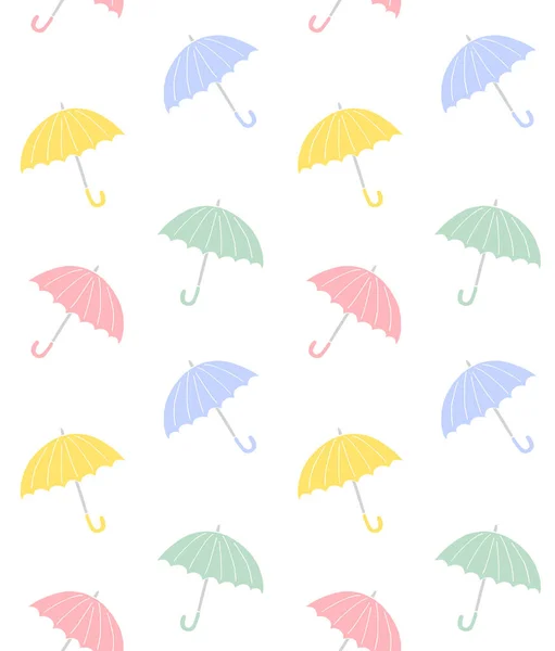 Modèle Sans Couture Vectoriel Parapluie Croquis Dessiné Main Coloré Isolé — Image vectorielle