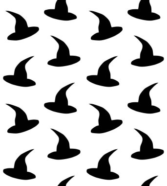 El çiziminin kusursuz çizimi. Beyaz arkaplanda izole edilmiş cadı şapkası silueti.