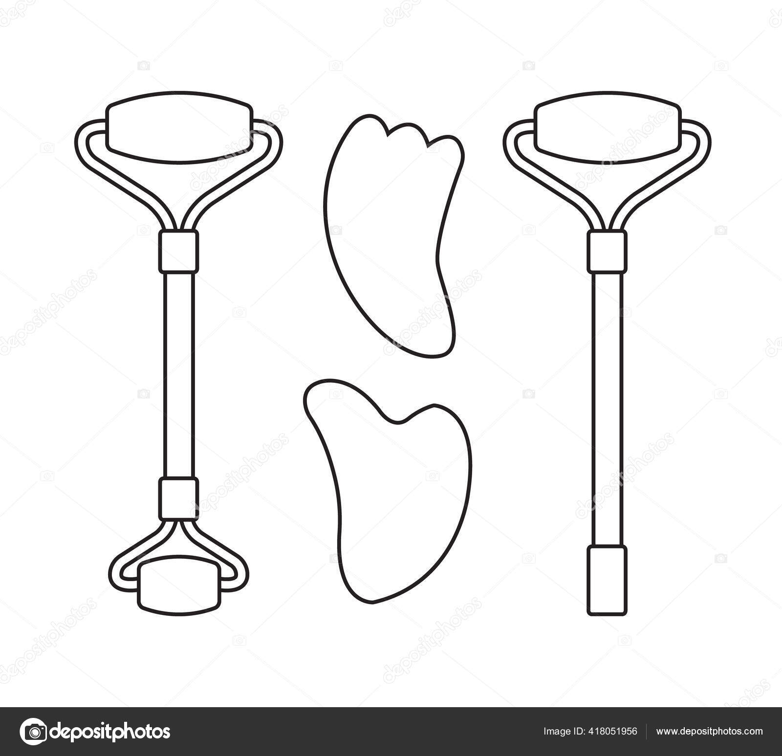 Conjunto Vetor Contorno Plano Rolo Massagem Quartzo Água Sha Isolado Vetor  de ©Swetsol 418051956, image size:1600x1548