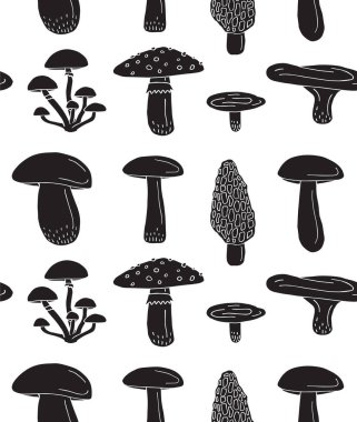 Siyah elin vektörsüz deseni çizilmiş karalama mantarı beyaz arkaplanda izole edilmiş.