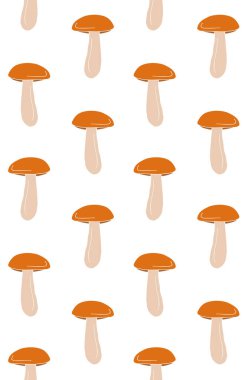 Renkli el çiziminin vektörsüz deseni beyaz arkaplanda izole edilmiş turuncu bardak boletus çizimi