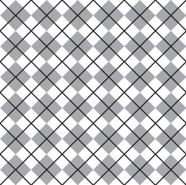 Beyaz arkaplanda izole edilmiş gri düz karikatür kare ekoseli vektör deseni