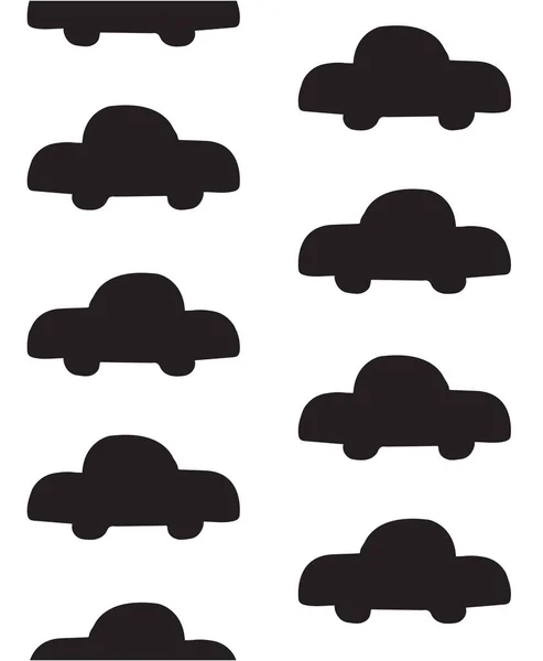 Modèle vectoriel sans couture de la silhouette de voiture doodle — Image vectorielle