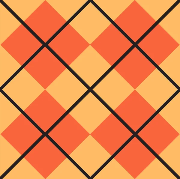Vektor Bezešvé Vzor Oranžové Ploché Kreslené Kostkované Kontroly Izolované Bílém — Stockový vektor