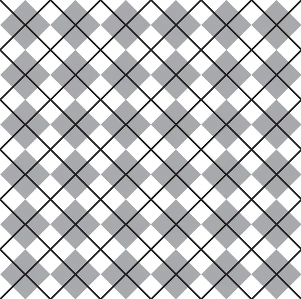 Vector Seamless Pattern Gray Flat Cartoon Square Plaid Check Isolated — Stock Vector