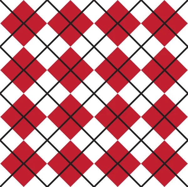 Vector Seamless Pattern Red Flat Cartoon Plaid Check Isolated White — Stock Vector