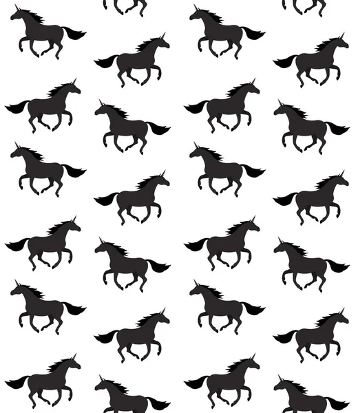 Patrón Sin Costura Vectorial Dibujos Animados Planos Unicornio Negro Aislado — Vector de stock