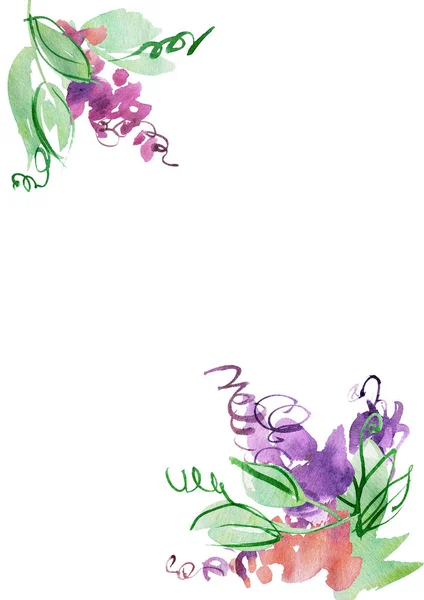 Flores Púrpuras Abstractas Pintadas Mano Elementos Para Diseño —  Fotos de Stock