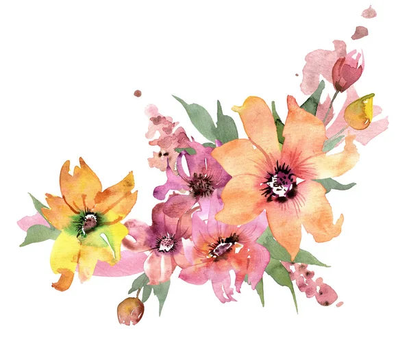 suluboya el çiçek boyalı. Davet. Düğün kartı. Doğum günü kartı