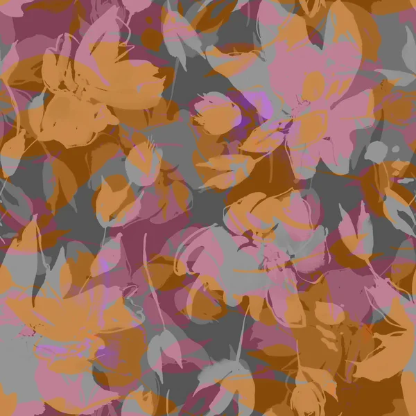 Безшовний квітковий візерунок з елементами акварелі — стокове фото