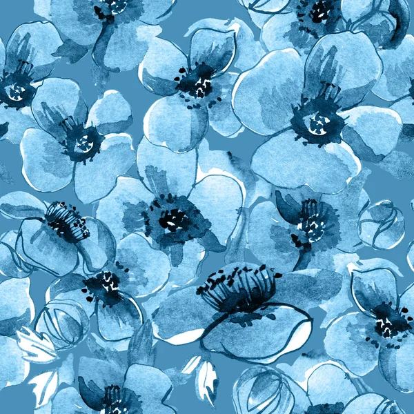 无缝的花卉图案与水彩花卉元素 — 图库照片