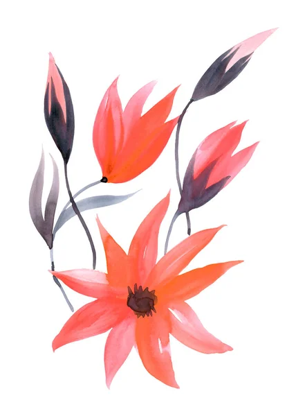 水彩の手描きの抽象のピンク花。グリーティング カード、招待状のデザインの要素 — ストック写真