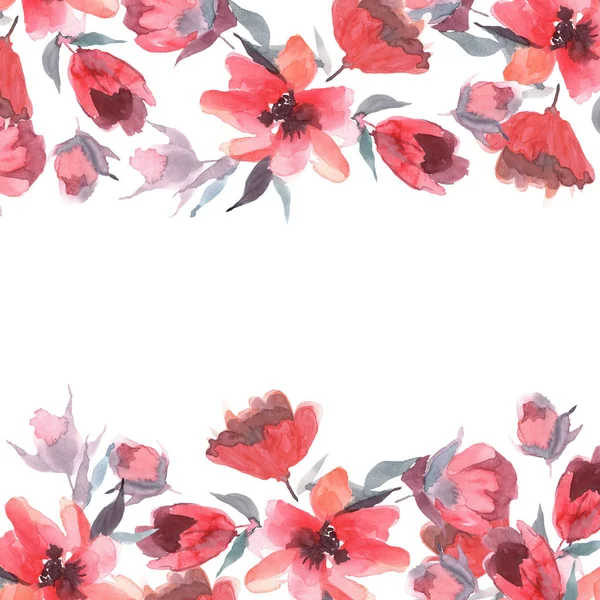 有粉红色花朵的水彩背景 图库图片