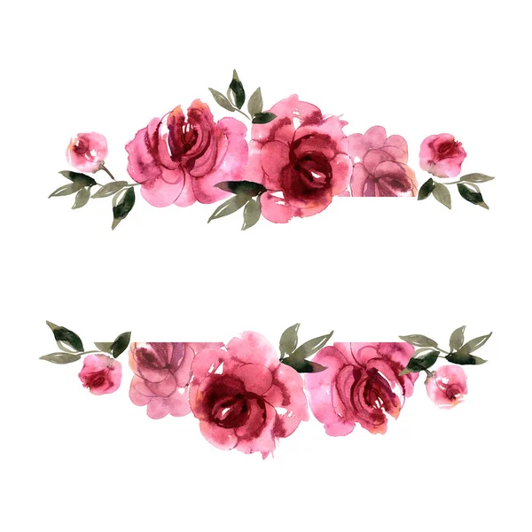 Banner de acuarela con peonías rosas. Elemento para el diseño de invitaciones, tarjetas de felicitación Fotos de stock libres de derechos