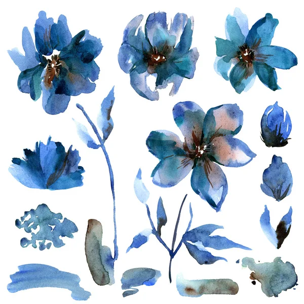 漂亮的水彩画手绘蓝宝石花.设计要素。请柬。婚礼卡片。生日贺卡 图库图片