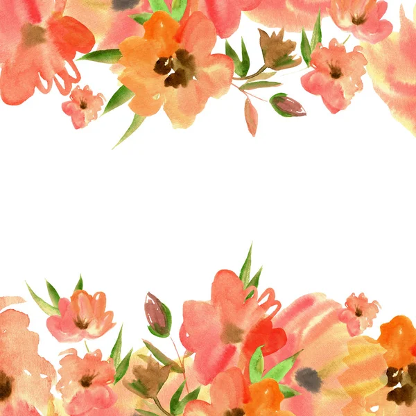 Милий акварельний ручний пофарбований фон з квітами. Запрошення. Весільна листівка. Картка дня народження Стокове Фото