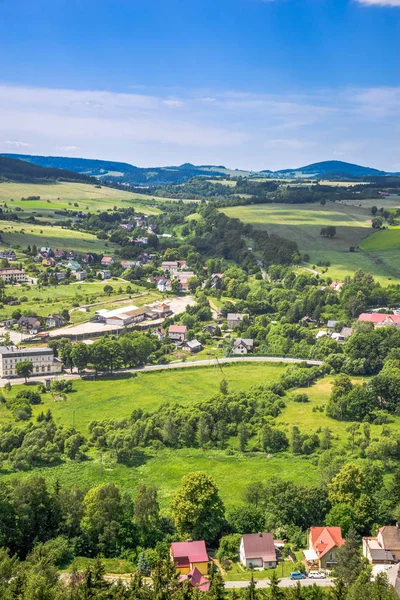 Bergsstad Dalen Flygfoto — Stockfoto