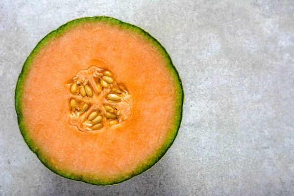 Las Frutas Frescas Comida Veraniega Estacional Mitad Melones Rodaja Melón —  Fotos de Stock