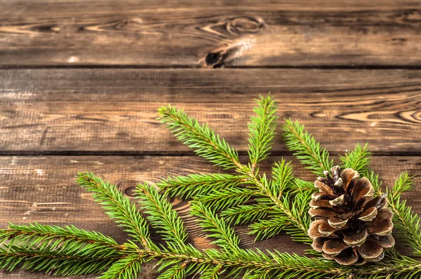 Vánoční Dekorace Šiška Jehličnaté Smrkové Větve — Stock fotografie