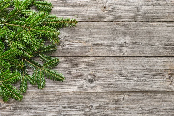 Ramas Abeto Navidad Sobre Fondo Madera Espacio Para Copiar —  Fotos de Stock