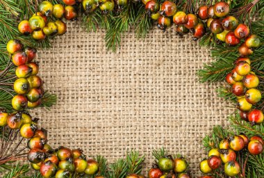 Yeşil çam çerçeve, Noel arka plan, kopya alanı