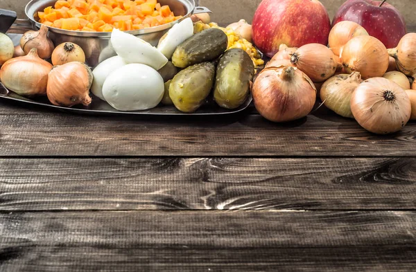 Ingredientes Ensalada Verduras Receta Cocina Cocina Tradicional Polaca — Foto de Stock