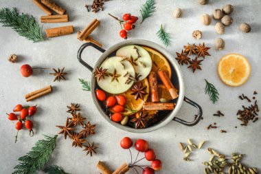 Noel içkisi. Sıcak mulled şarap, en iyi görünümü.