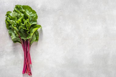 Pancar yeşil yaprakları. Taze sebze, sağlıklı beslenme, Vejetaryen gıda kavramı.