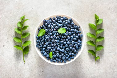 Plaka üzerinde taze yaban mersini taze aldım mavi meyveler, organik gıda, sağlıklı superfood kavramı