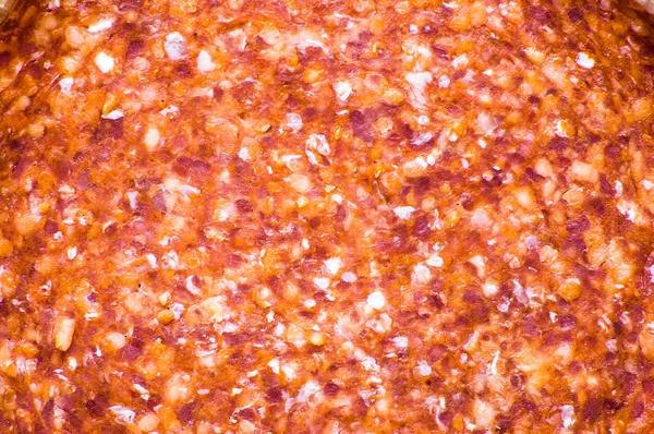 Textura Rebanada Salami Fondo — Foto de Stock