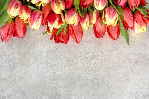 Colorido Ramo Tulipanes Fondo Pascua Primavera Flores Para Día Las — Foto de Stock