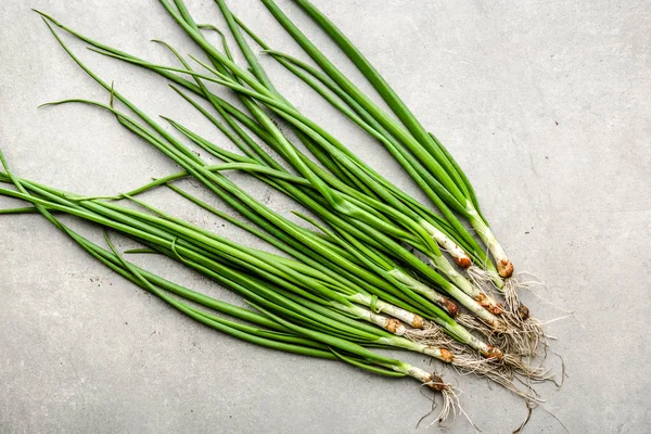 Granja de cebolla fresca, verduras ecológicas recién cosechadas, vista superior —  Fotos de Stock