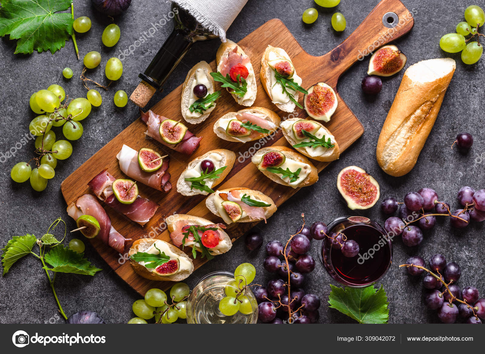 Traditional tapas bar, spanish table with food, platter with