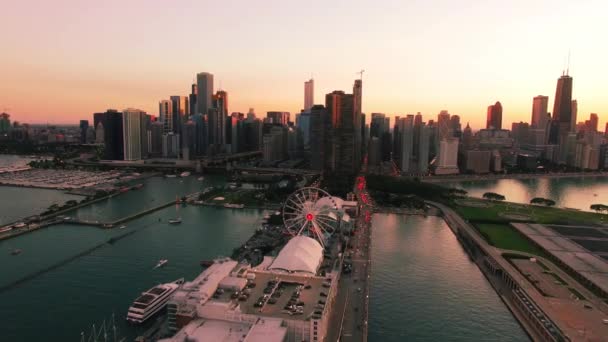 芝加哥市中心2018夏季空中拍摄 — 图库视频影像