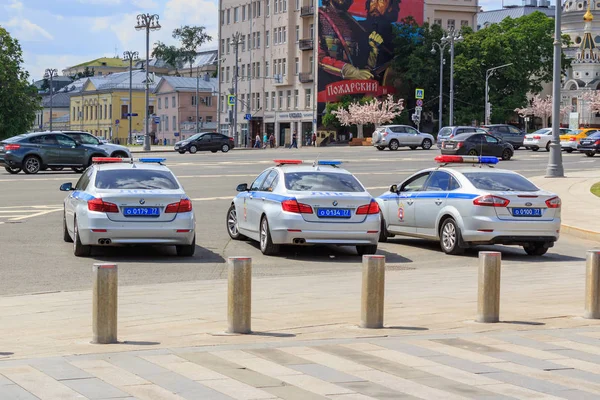 Moscú Rusia Junio 2018 Coches Policía Plaza Borovitskaya Cerca Del — Foto de Stock
