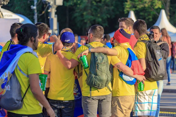 Moscú Rusia Junio 2018 Fans Colombian Football Team Fan Zone — Foto de Stock