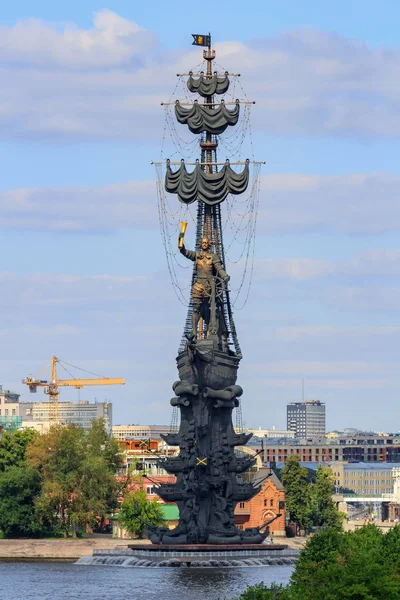 Moscú Rusia Julio 2018 Monumento Zar Ruso Pedro Magno Río — Foto de Stock